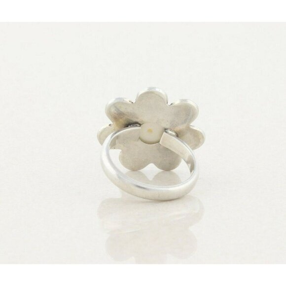 Sterling Silver Pearl Flower Ring size 6 3/4 - Picture 6 of 6
